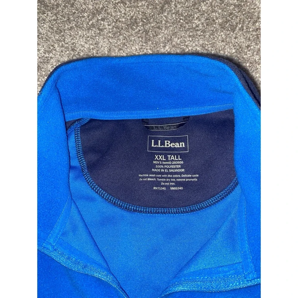 LL Bean XXLT Fleece‎ 1/4 Zip Jacket Pockets Blue Performance Outdoor Camp Warm